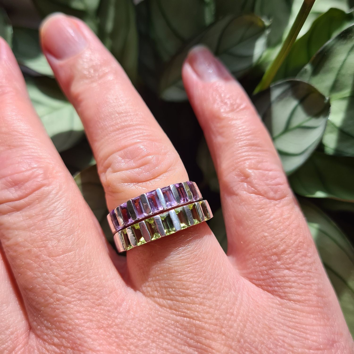 Reserved for Sue - Beautiful half eternity Amethyst sterling silver ring