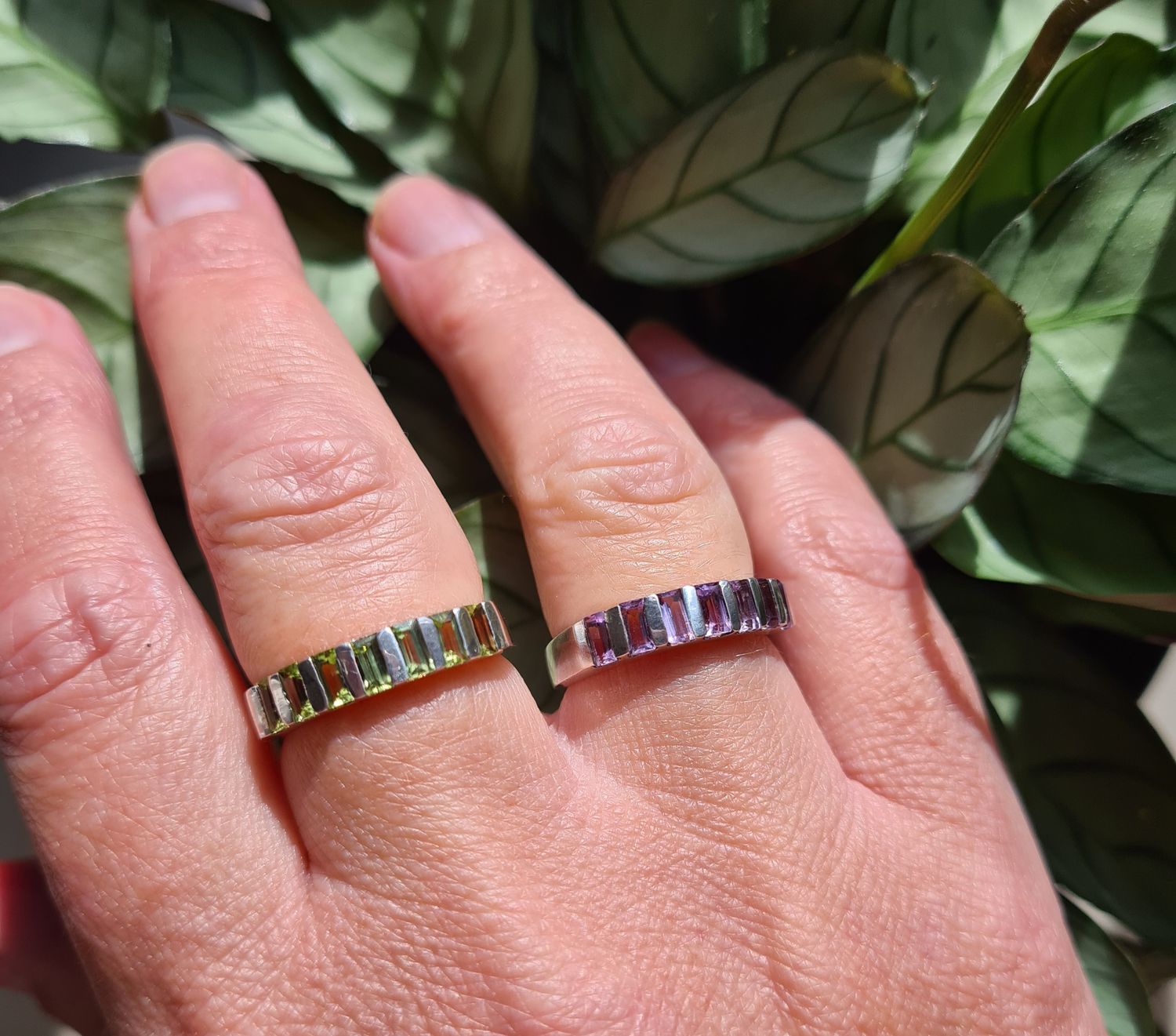 Reserved for Sue - Beautiful half eternity Amethyst sterling silver ring