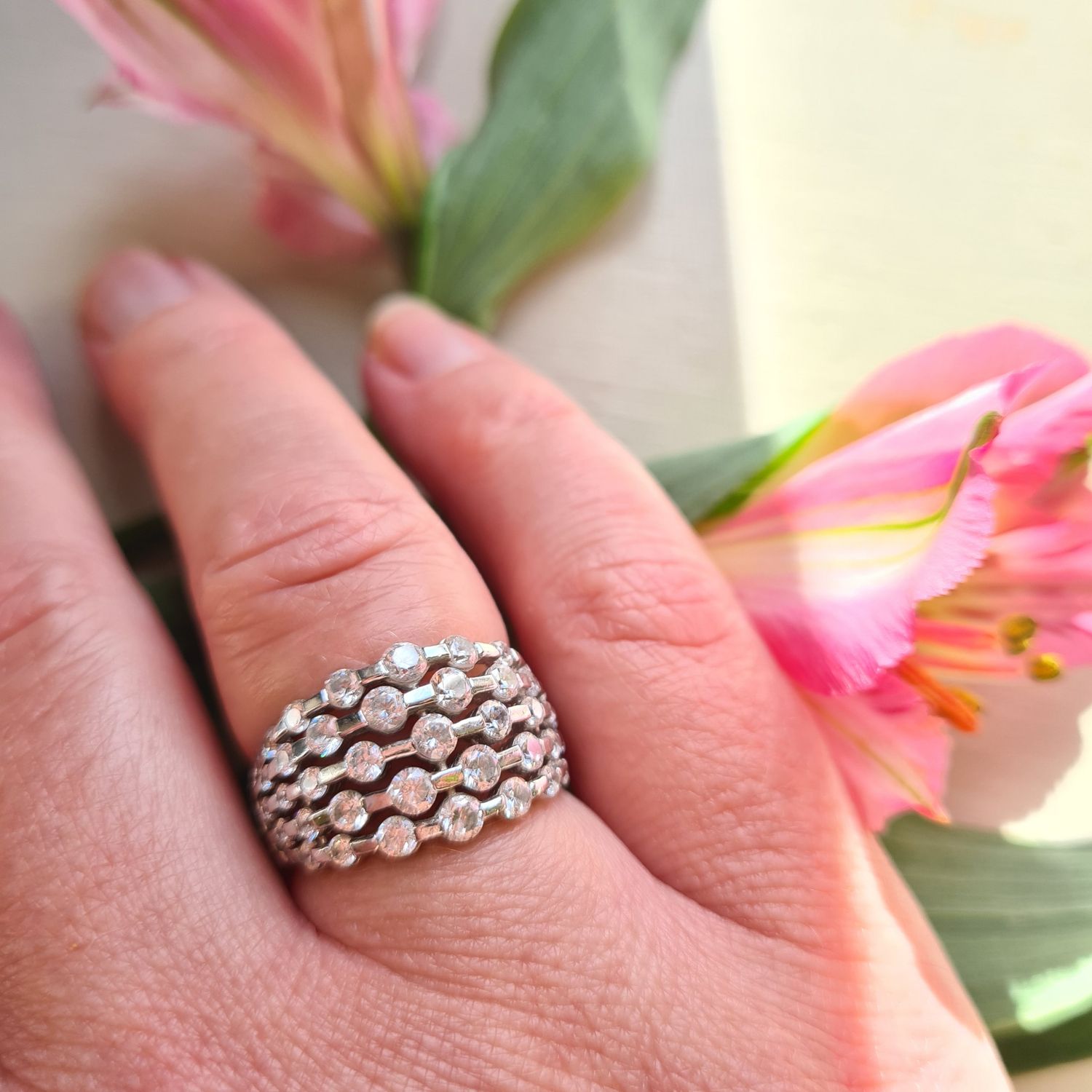 Stunning cluster statement silver ring