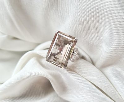 Vintage Zeeta Smoky Quartz Silver Cocktail Ring