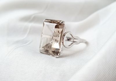 Vintage Zeeta Smoky Quartz Silver Cocktail Ring