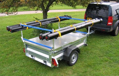 6' x 4' Box Trailer with racks for 2 Lasers 750kg, 13 Wheels