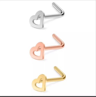 Heart L shaped nose ring