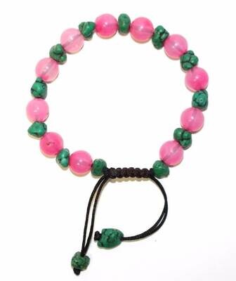 Tibetan Turquoise with pink beaded women bracelet mala