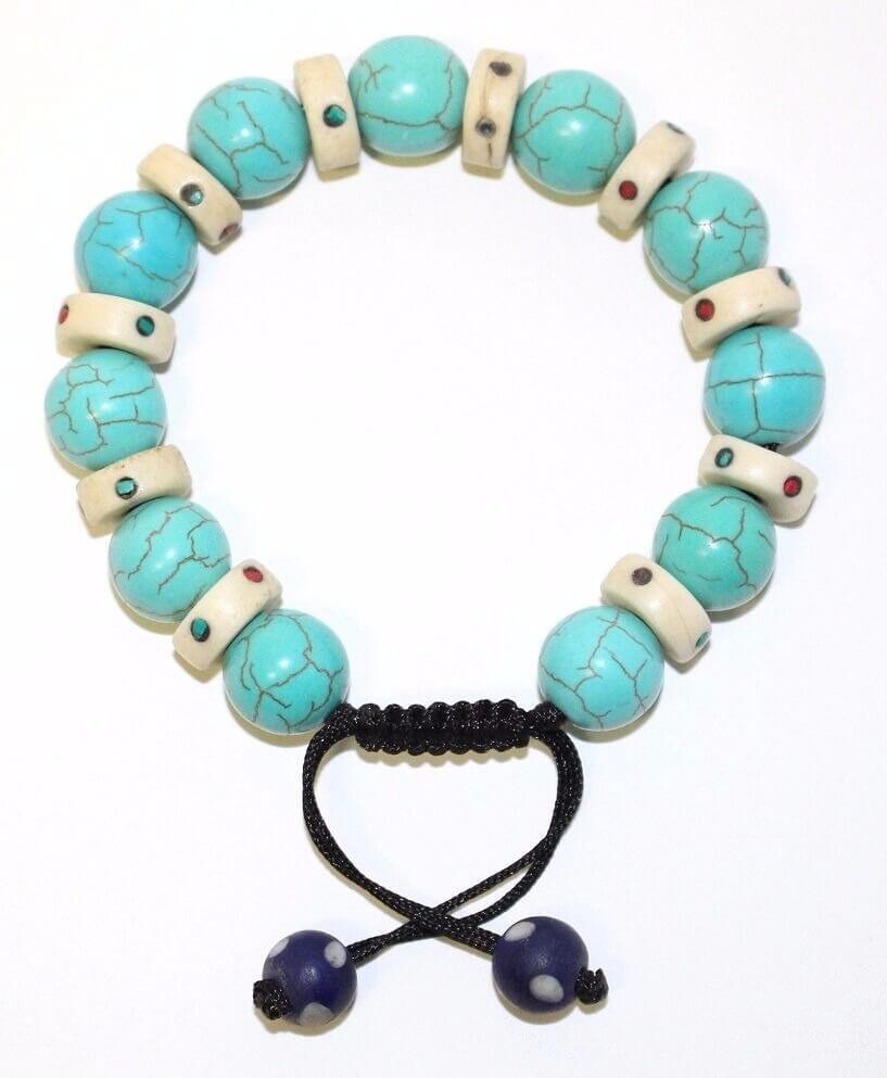 Tibetan Turquoise Yak Bone unisex beaded bracelet