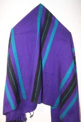 Himalayan Yak Woolen Oversized Shawl Purple Stripe