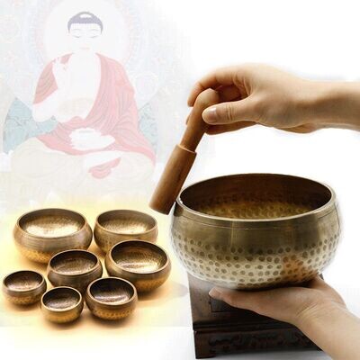 Himalayan hand hammered Tibetan Singing Bowl - Brass Golden Color