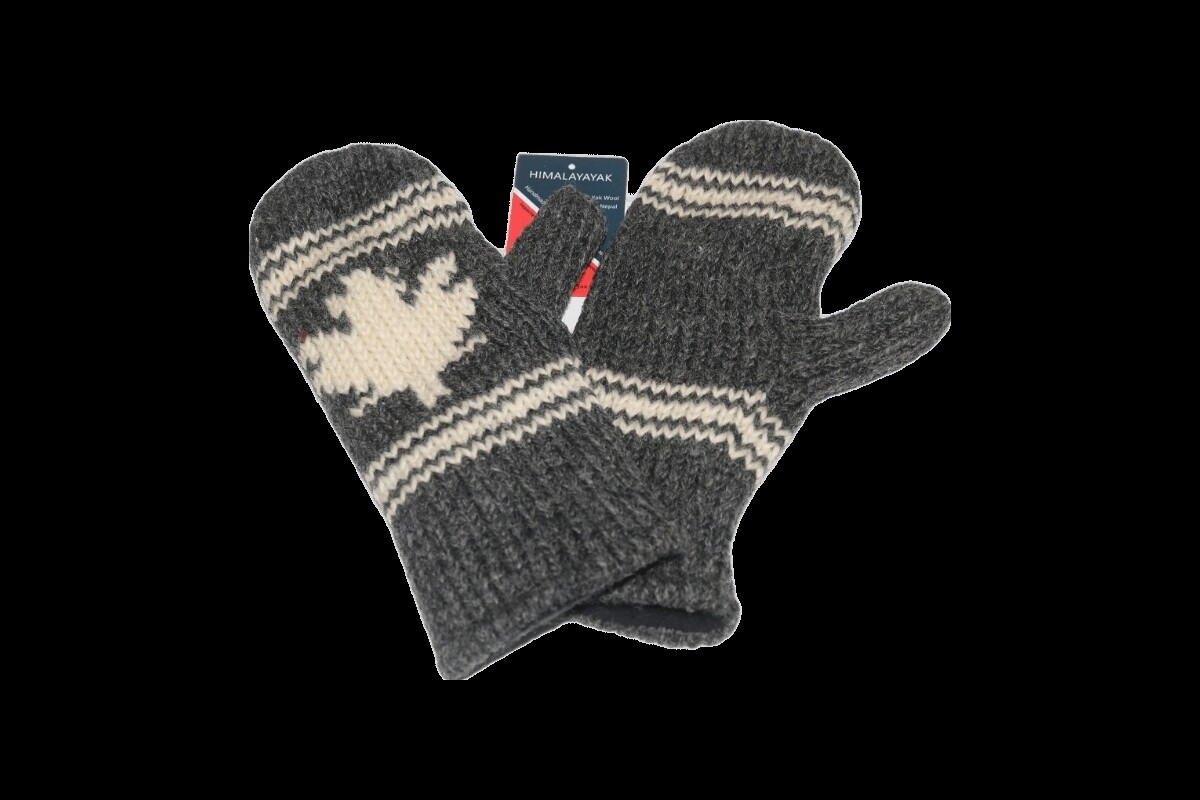Yak woolen unisex winter gloves - Charcoal
