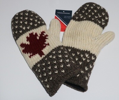 Yak woolen unisex winter gloves - Brown