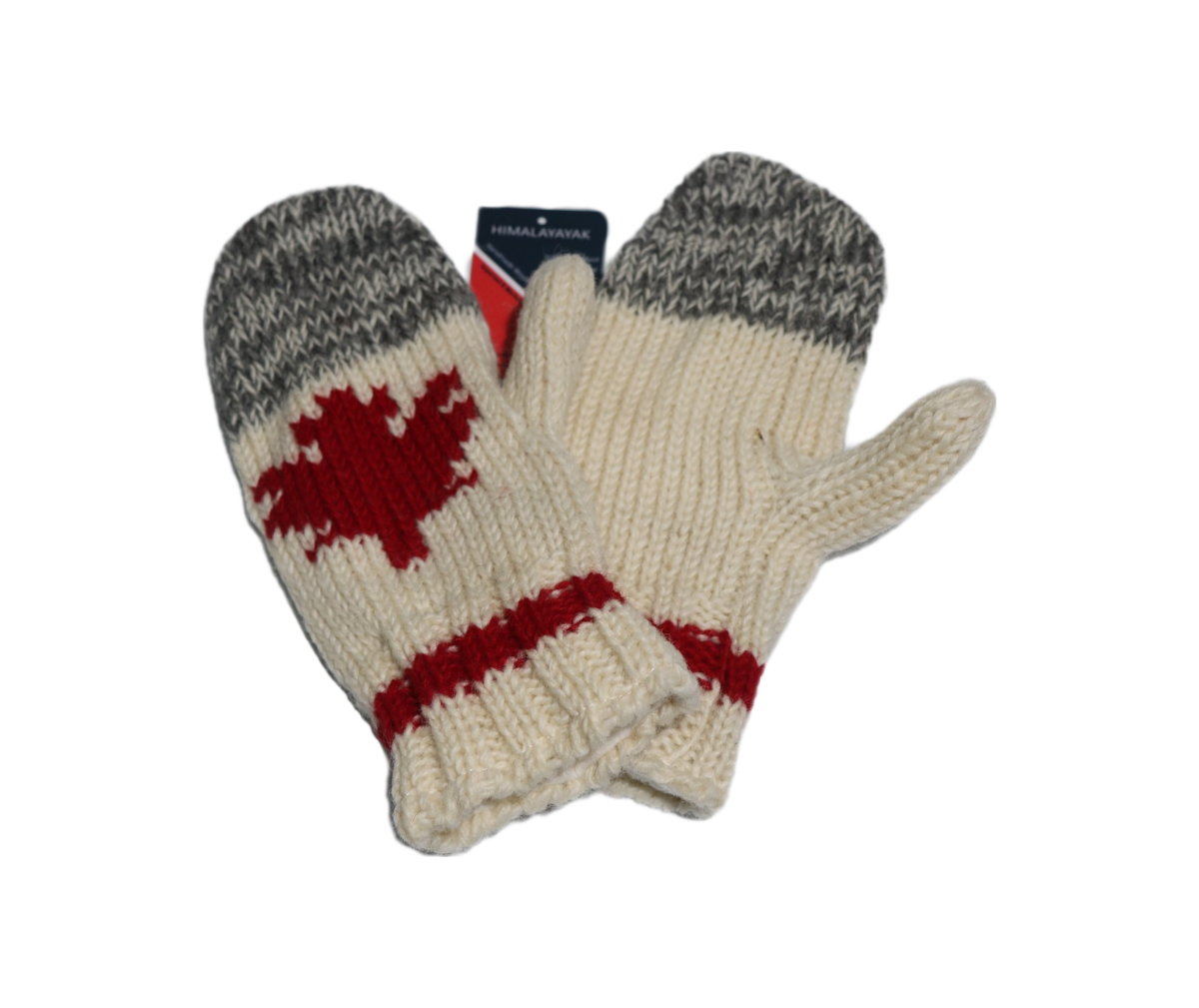 Yak woolen unisex winter gloves - Gray & White
