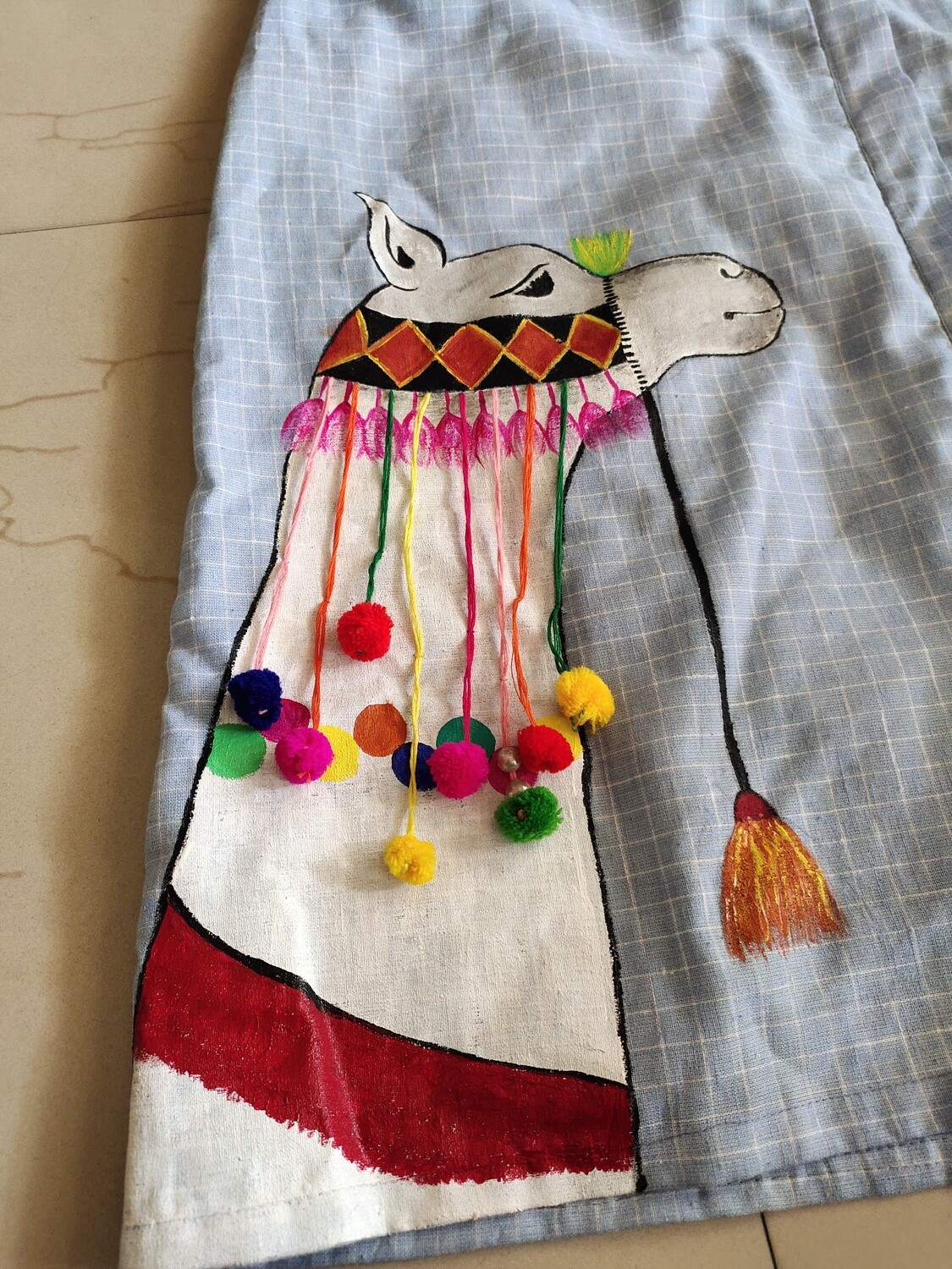 Camel fabric paint with handwork