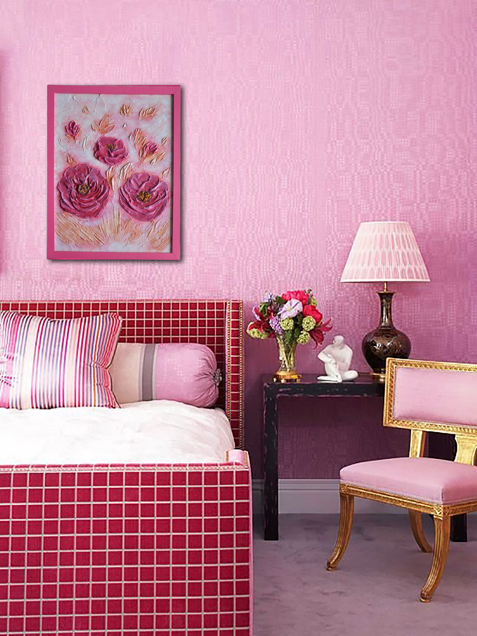 розовый цвет стен в интерьере