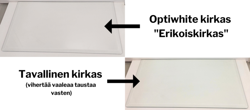 Lasihylly omilla mitoilla Optiwhite kirkas