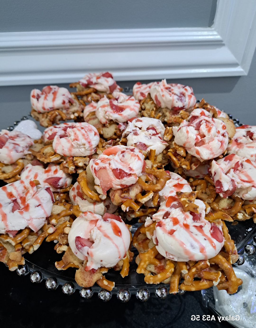 Strawberry pretzel salad thumbprints