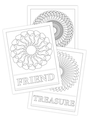 FRIEND-LAUGH-TREASURE TRIO COLORING PAGES