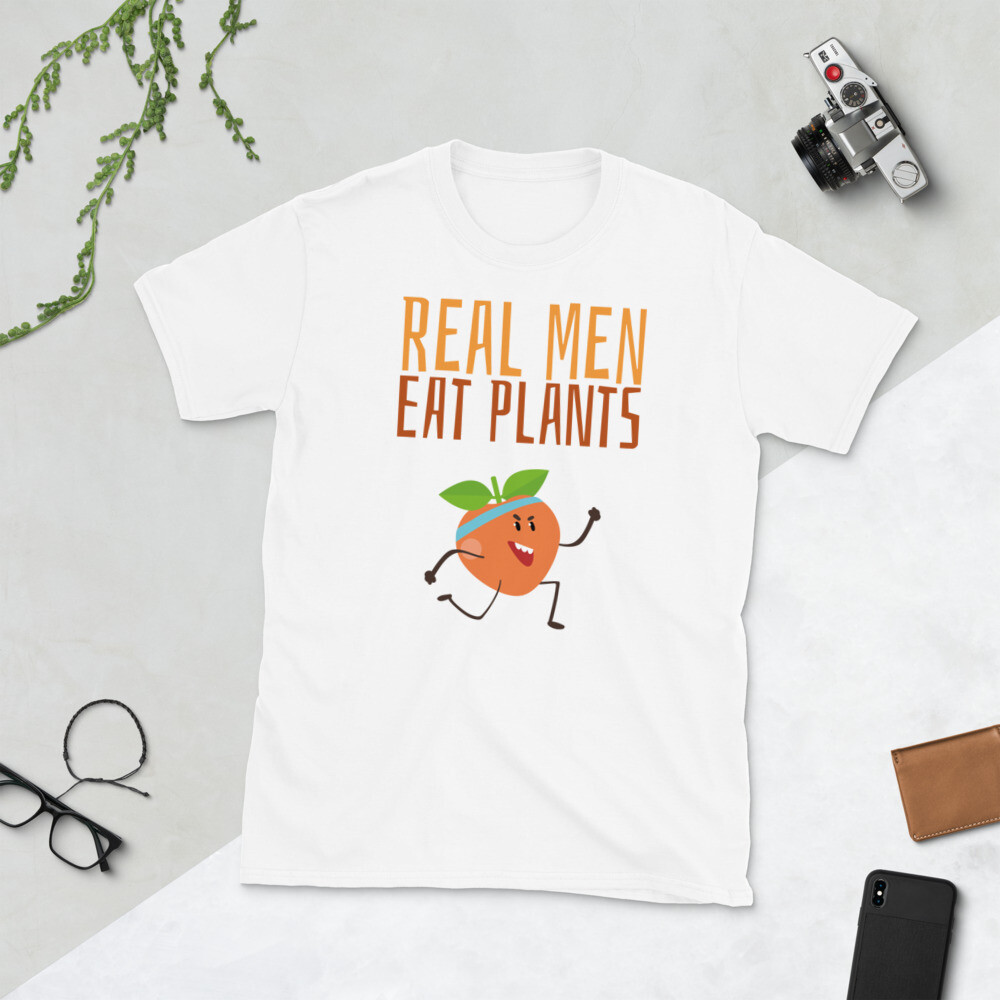 Real Men Eat Plants Peach - White