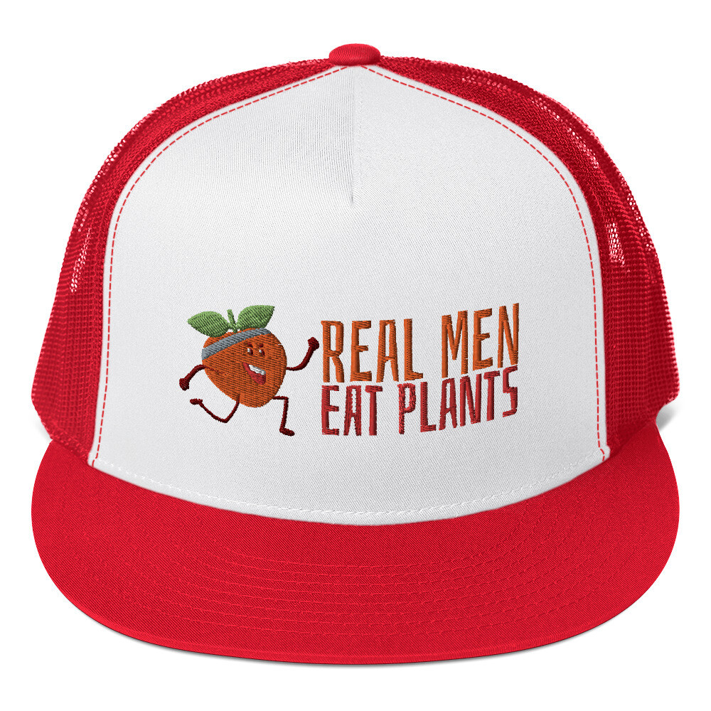 Real Men Eat Plants Trucker Cap - Red Peach