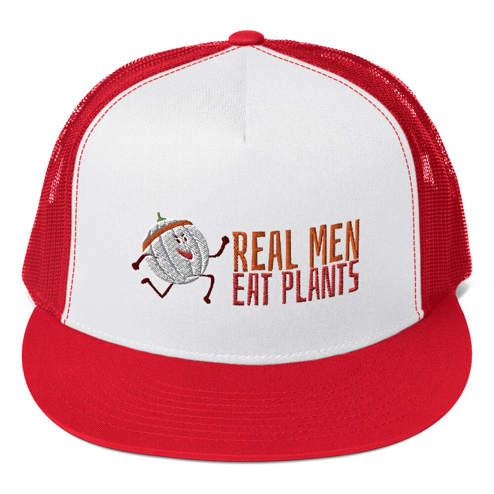 Real Men Eat Plants Trucker Cap - Red Cantaloupe