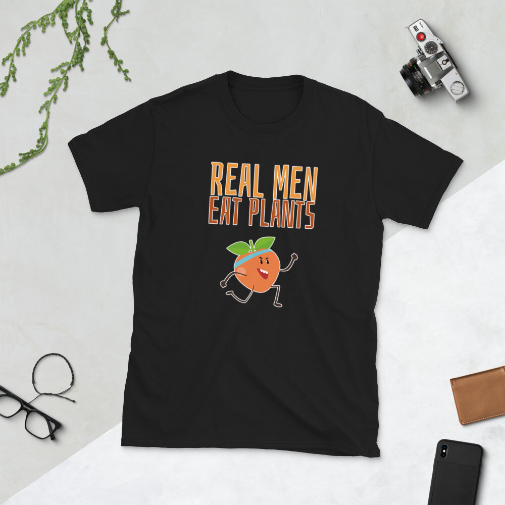 Short-Sleeve Unisex T-Shirt Peach - Black