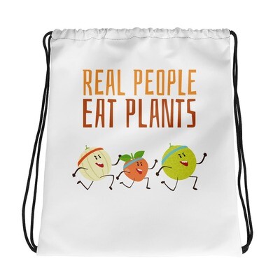 Real People Eat Plants Drawstring Bag