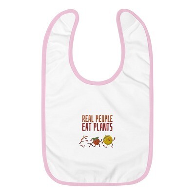 Real People Eat Plants Embroidered Baby Bib All Fruits 