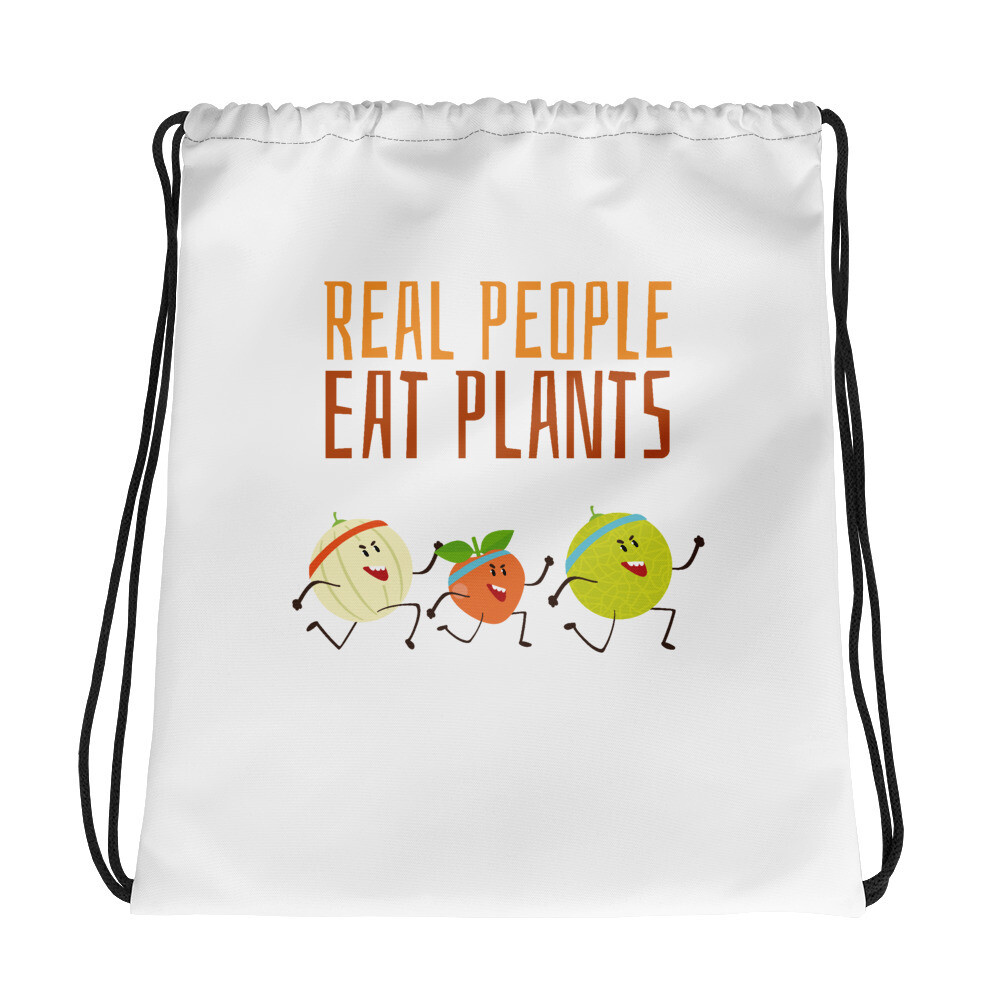 Real People Eat Plants Drawstring Bag All Fruit