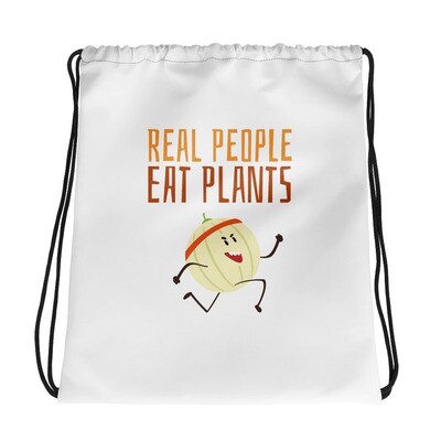 Real People Eat Plants Drawstring Bag Cantaloupe