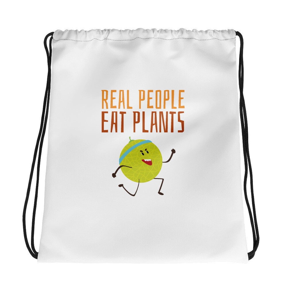 Real People Eat Plants Drawstring Bag Muskmelon