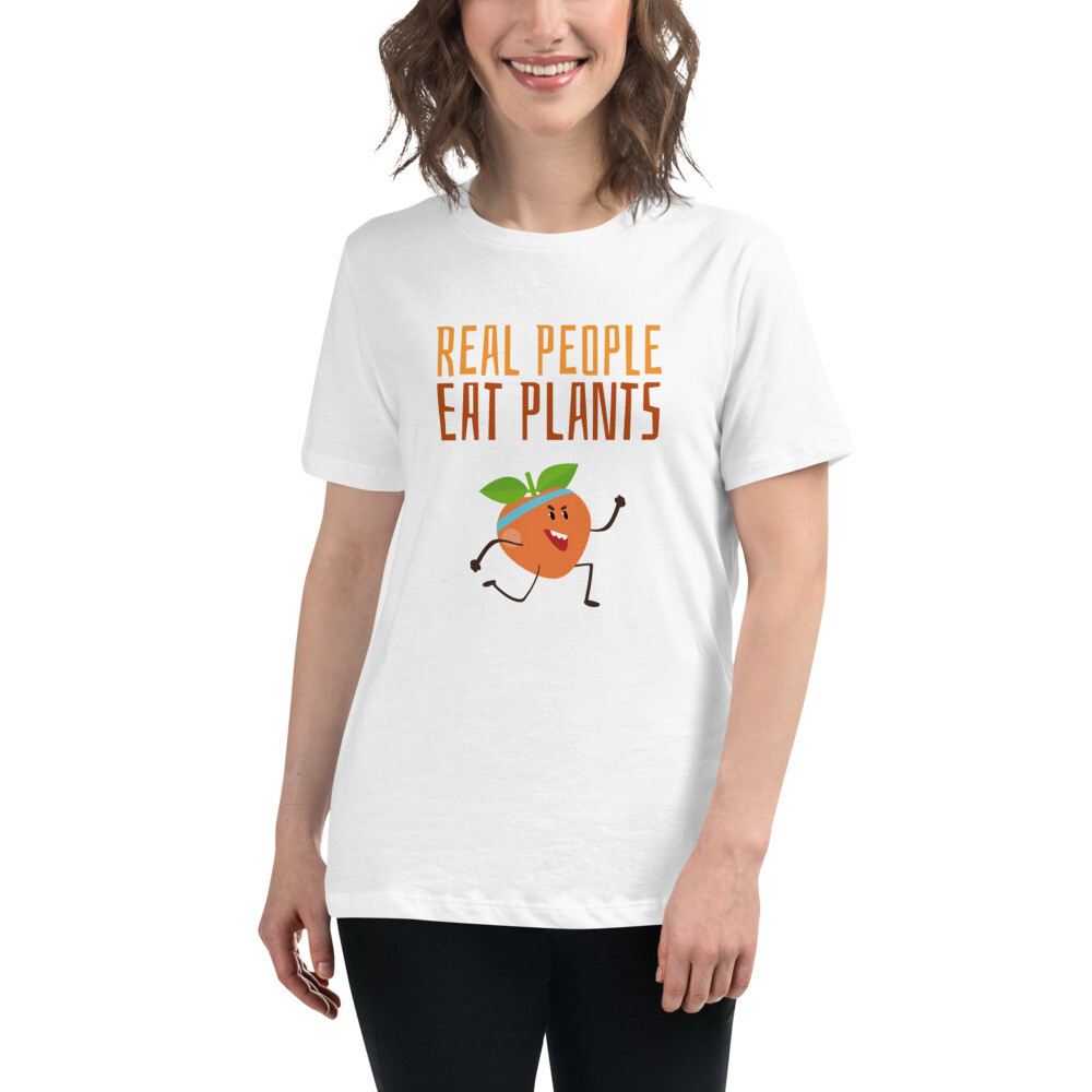 Real People Eat Plants Women's Relaxed T-Shirt Peach 