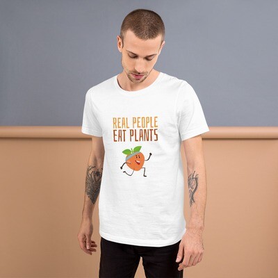Real People Eat Plants Short-Sleeve Unisex T-Shirt Peach 