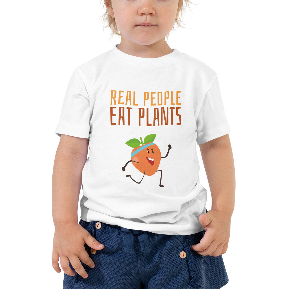 Real People Eat Plants Toddler Short Sleeve Tee Peach 