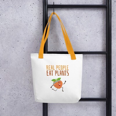 Real People Eat Plants Tote Bag Peach