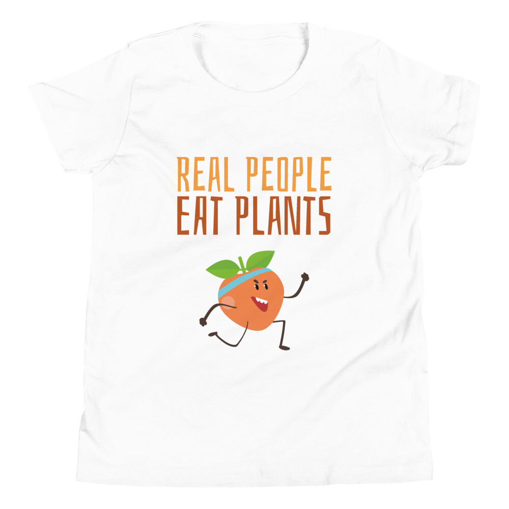 Real People Eat Plants Youth Short Sleeve T-Shirt Peach 