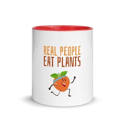Real People Eat Plants Mug with Color Inside Peach 