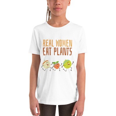 Real Women Eat Plants Youth Short Sleeve T-Shirt All Fruit 