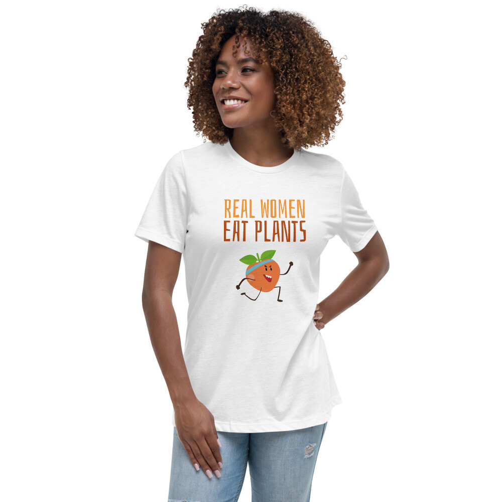 Real Women Eat Plants Women's Relaxed T-Shirt Peach 