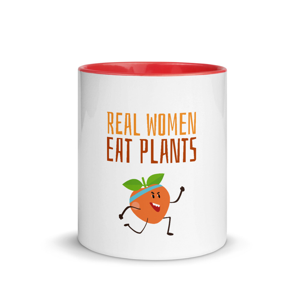 Real Women Eat Plants Mug with Color Inside Peach 