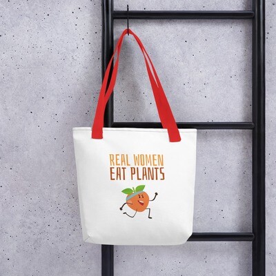 Real Women Eat Plants Tote Bag Peach