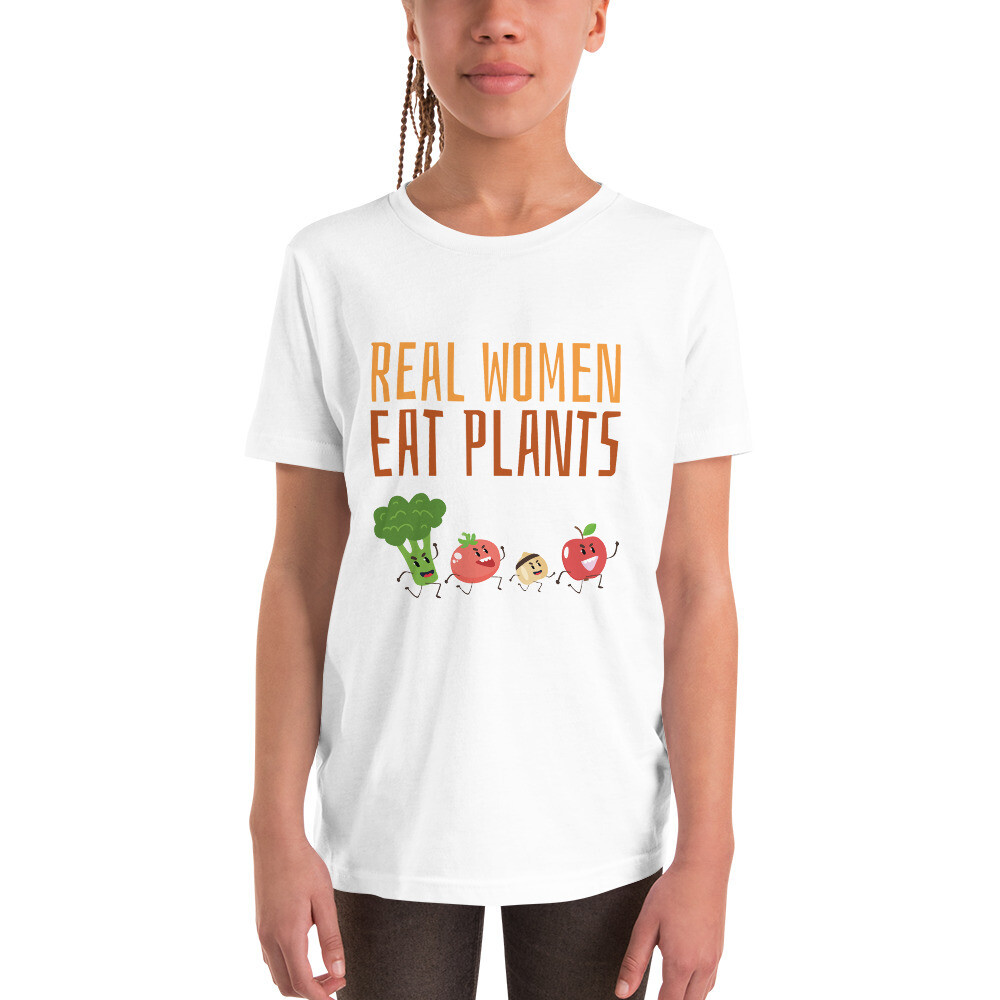 Real Women Eat Plants Youth Short Sleeve T-Shirt All Veggies 