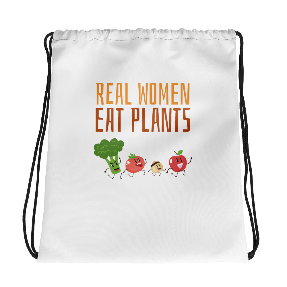Real Women Eat Plants Drawstring Bag All Veggies