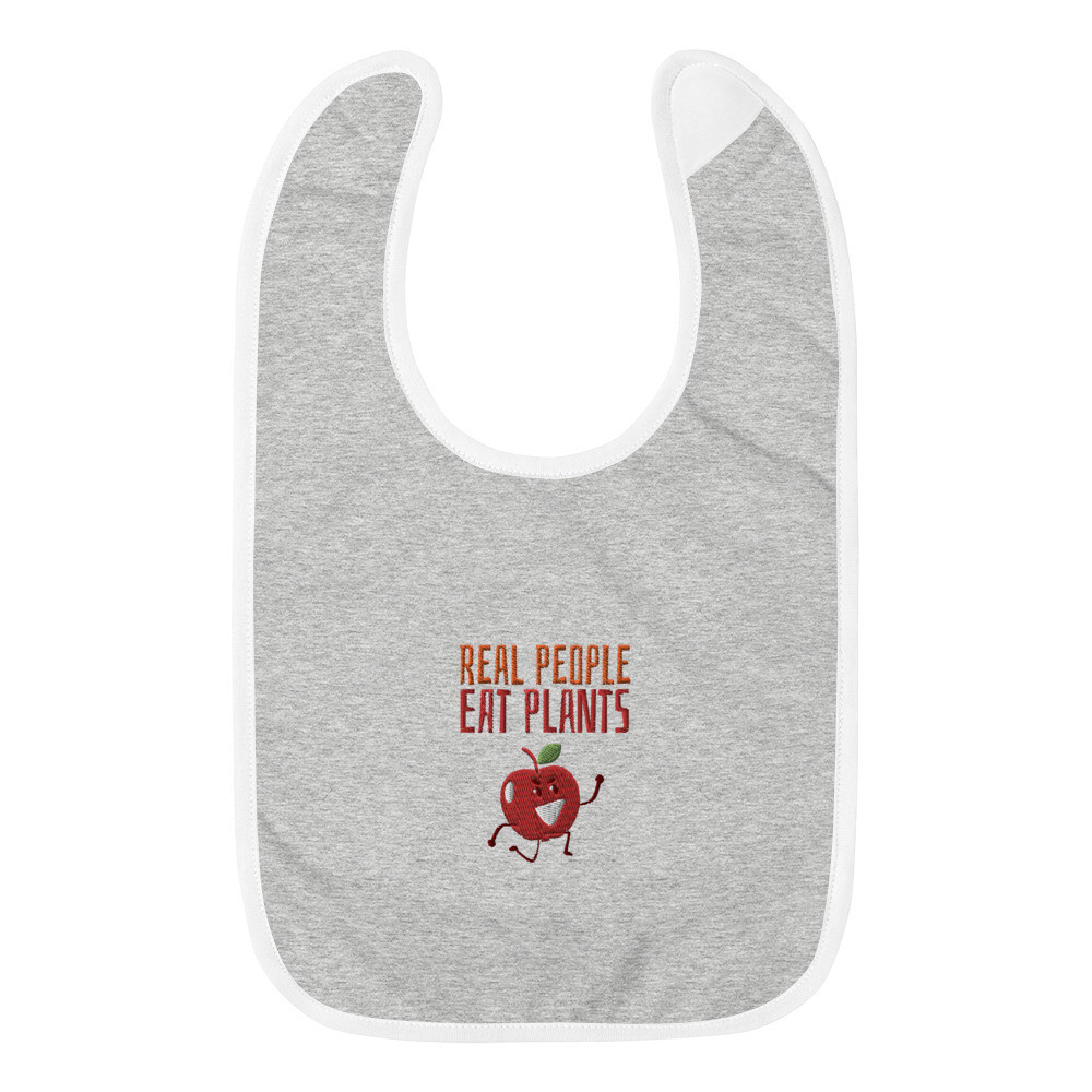 Real People Eat Plants Embroidered Baby Bib Apple 