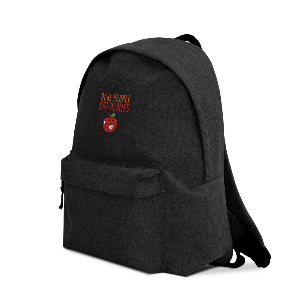Real People Eat Plants Embroidered Backpack Apple 