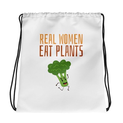 Real Women Eat Plants Drawstring Bag Broccoli