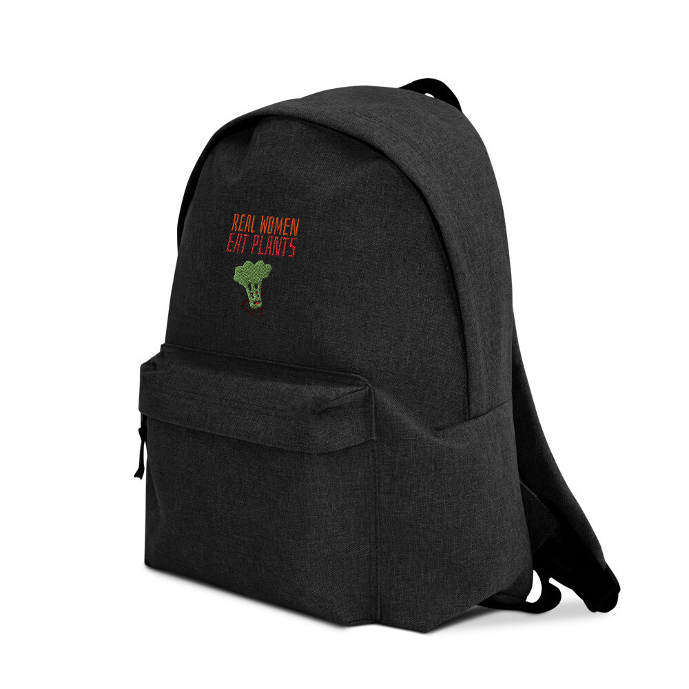 Real Women Eat Plants Embroidered Backpack Broccoli