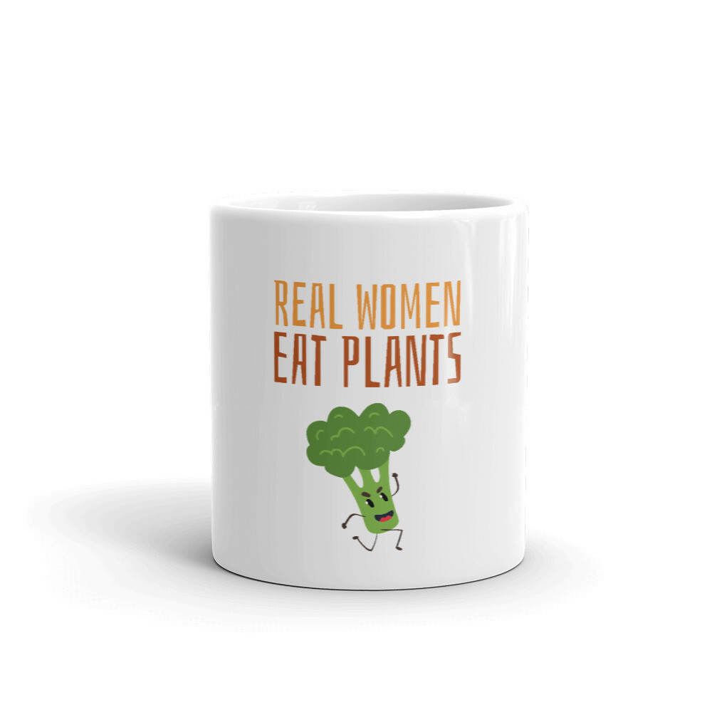 Real Women Eat Plants Glossy Mug Broccoli