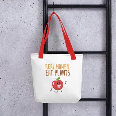 Real Women Eat Plants Tote Bag Apple