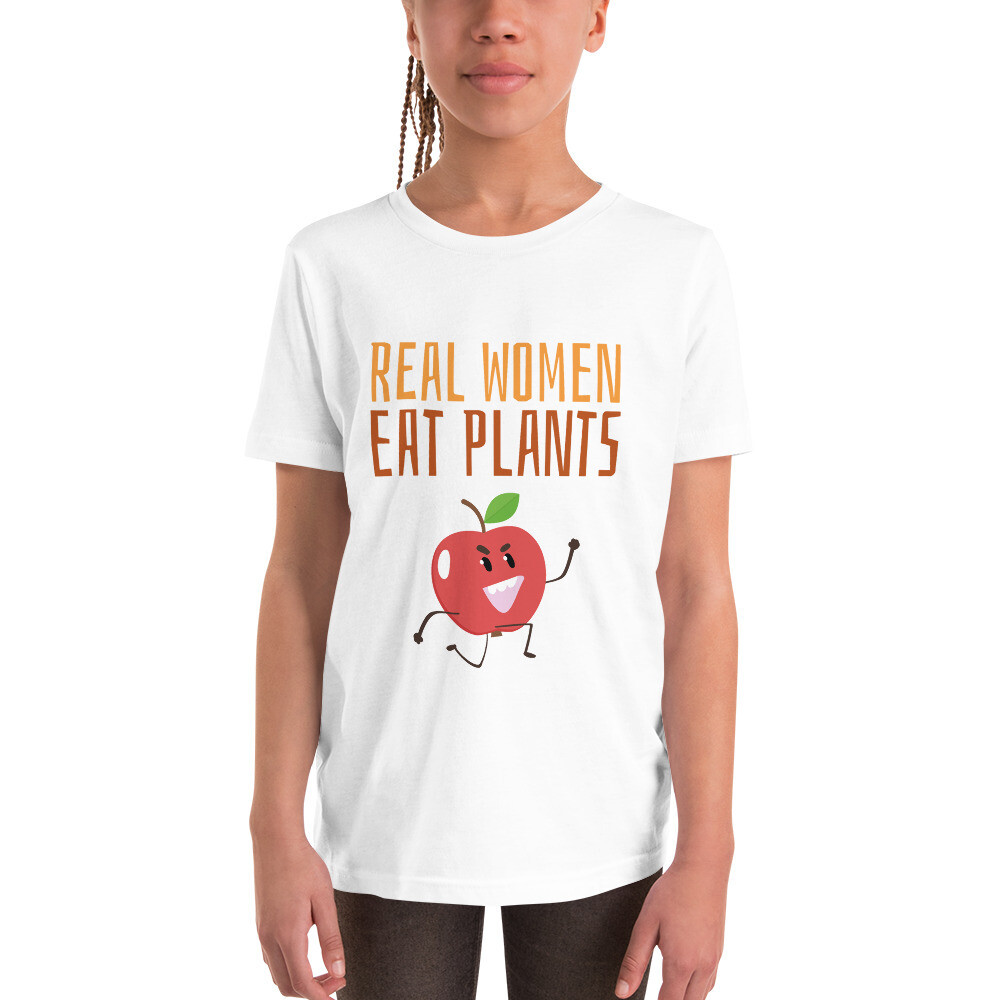 Real Women Eat Plants Youth Short Sleeve T-Shirt Apple 