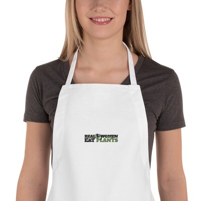 Real Women Eat Plants Embroidered Apron Logo