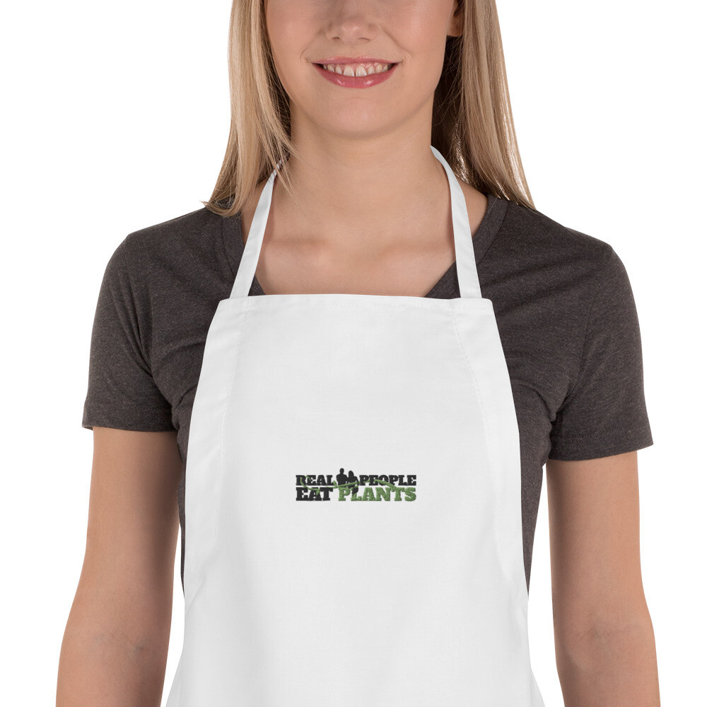 Real People Eat Plants Embroidered Apron Logo