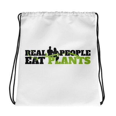 Real People Eat Plants Drawstring Bag